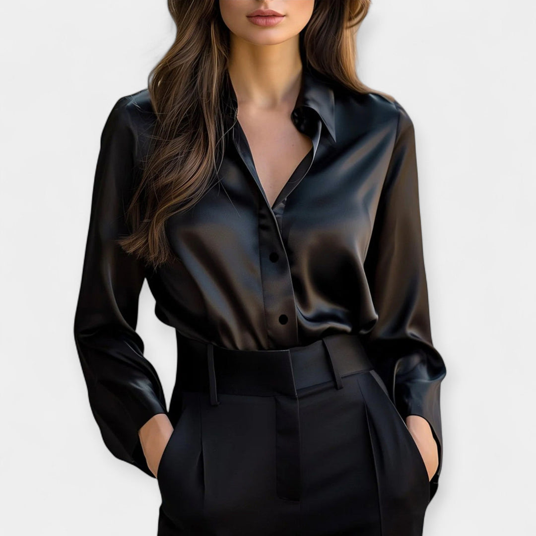 Satin Blouse with Collar