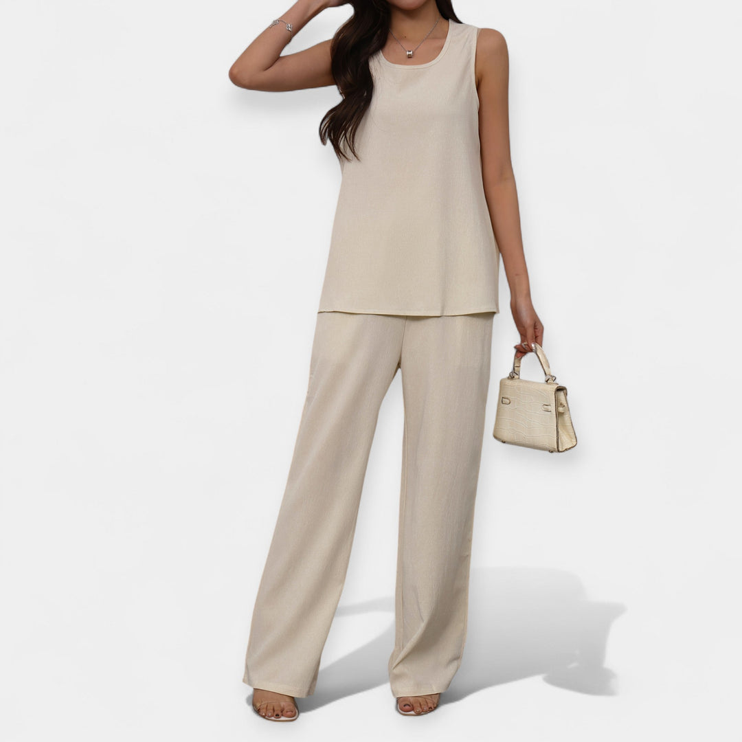 Comfortable Set with Sleeveless Top and Wide Pants