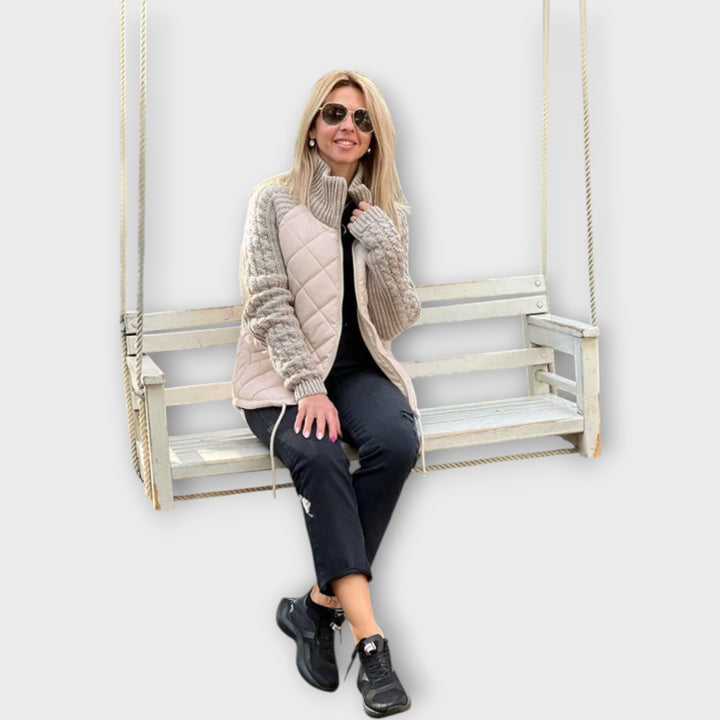 Jacket with Knitted Details and Modern Fit