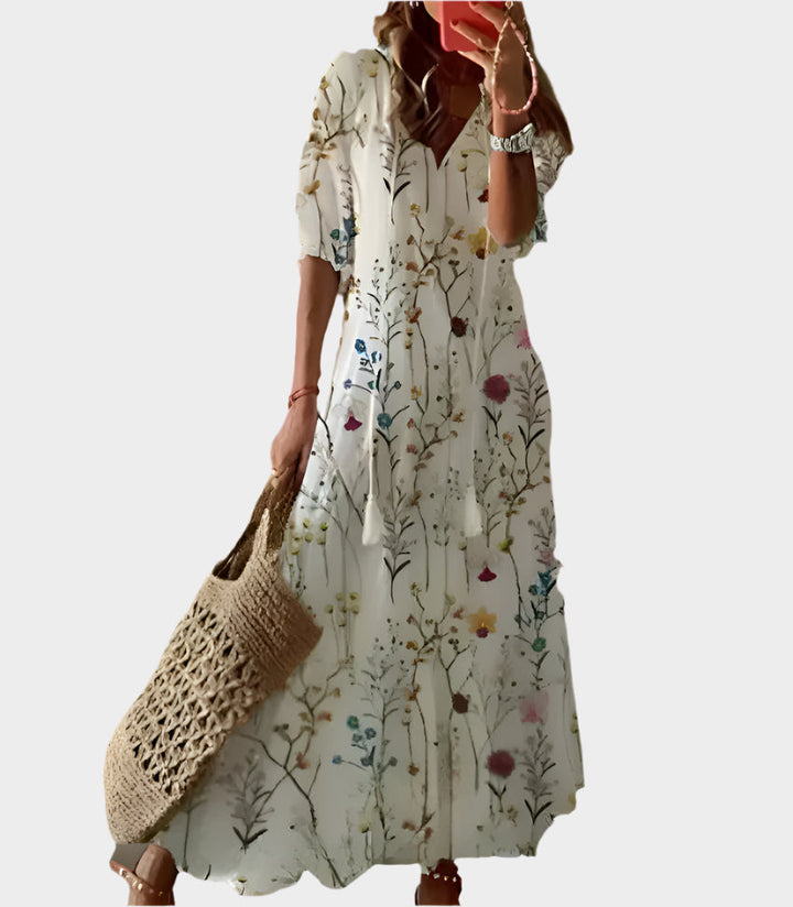 Vintage Dress with V-Neck