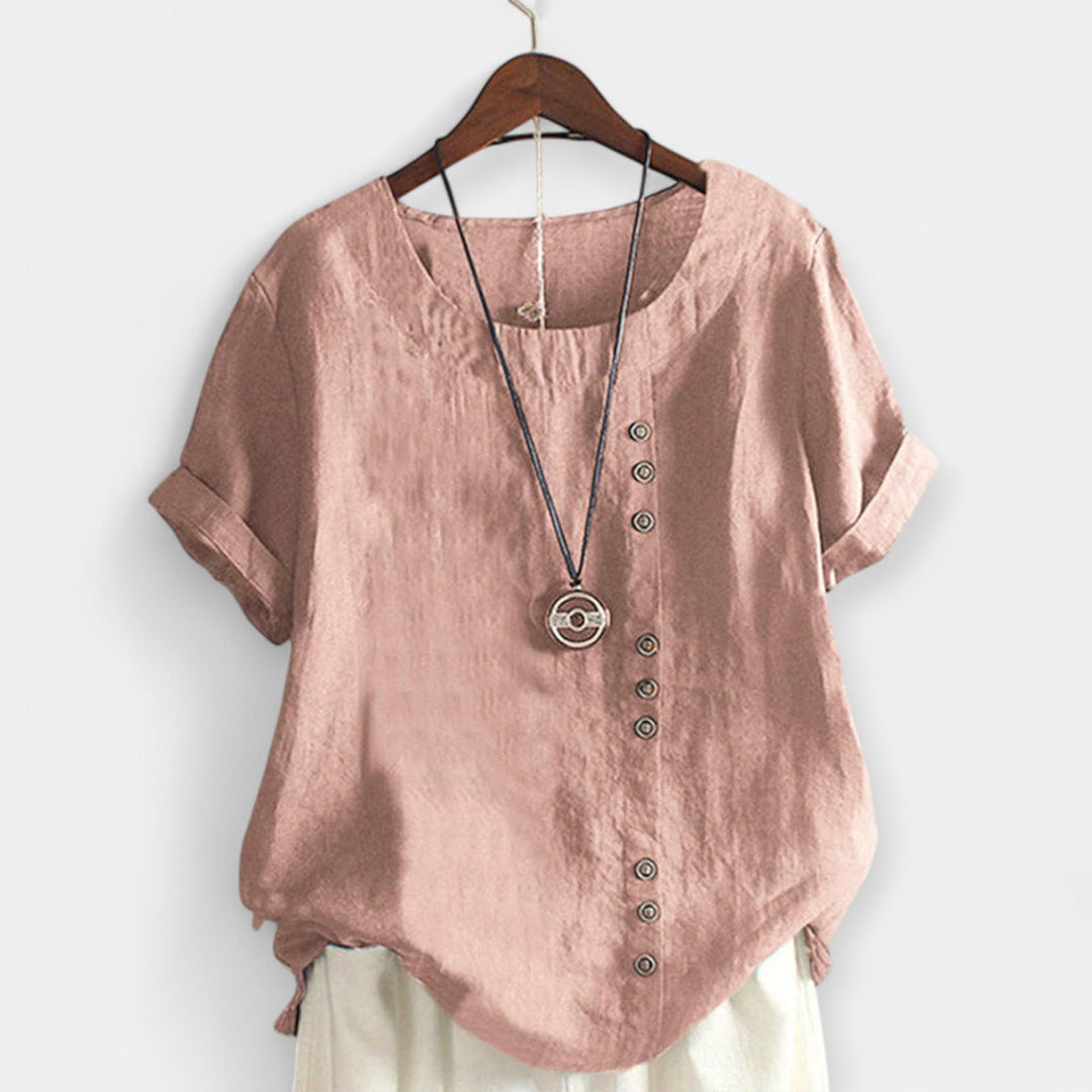 Short Sleeve Blouse with Buttons