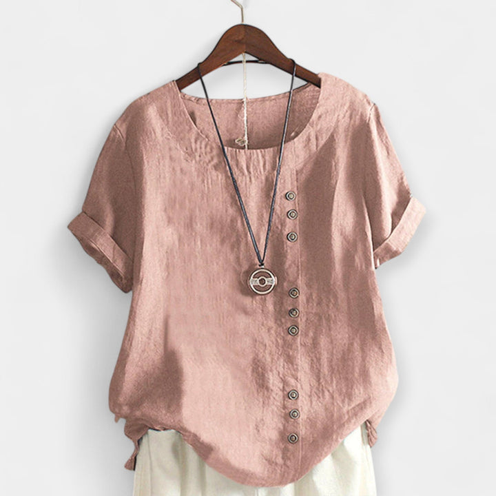 Short Sleeve Blouse with Buttons