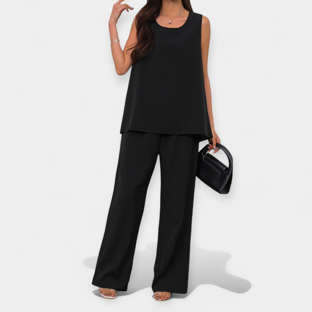 Comfortable Set with Sleeveless Top and Wide Pants