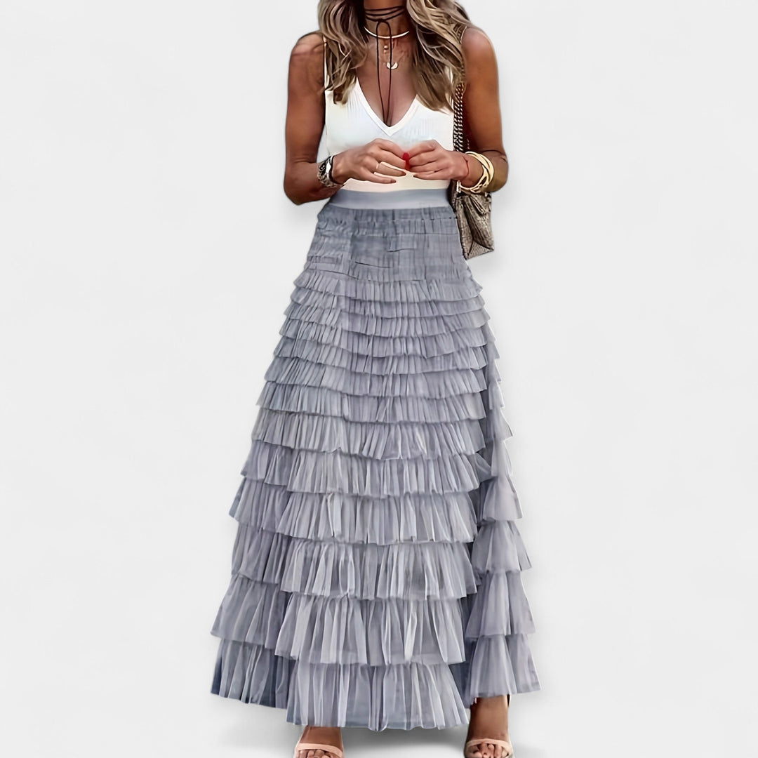 Boho Skirt with Mesh Satin Hem