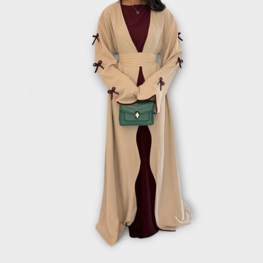 Stylish Cardigan and Dress Combined with Striped Decoration