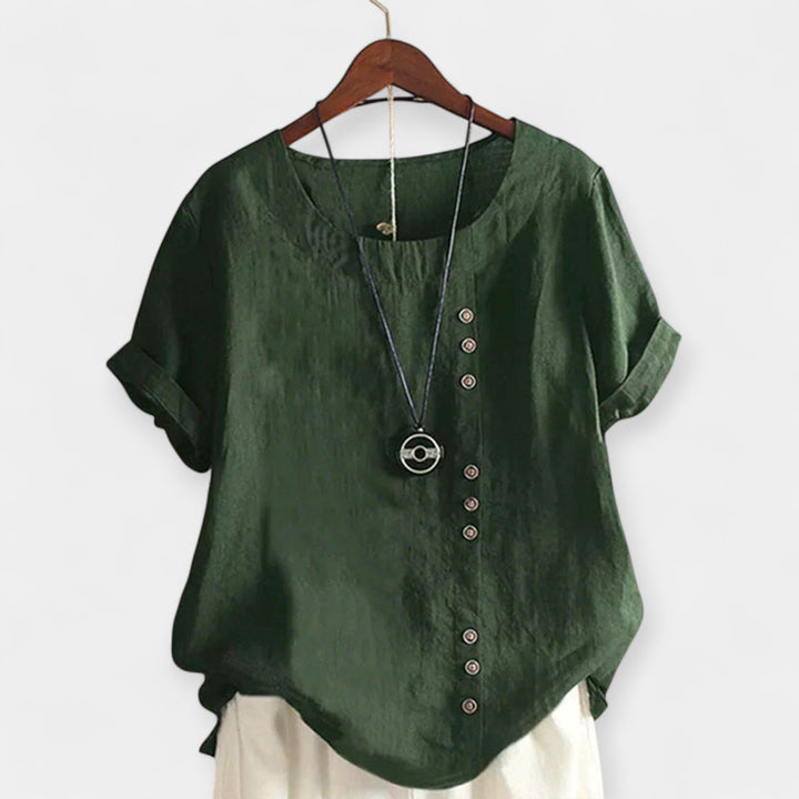 Short Sleeve Blouse with Buttons