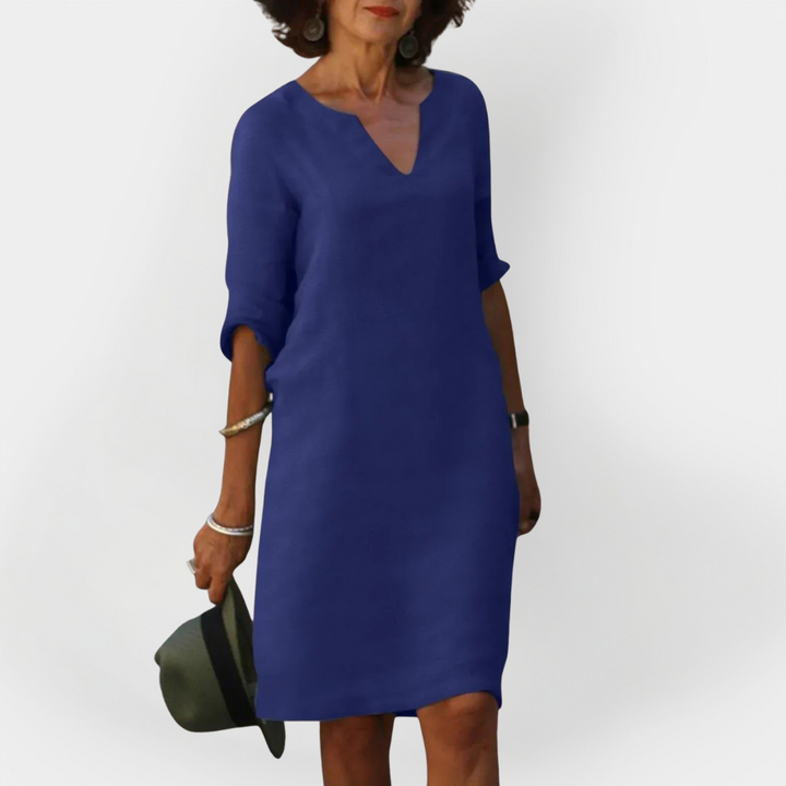 Daily Dress with V Neckline
