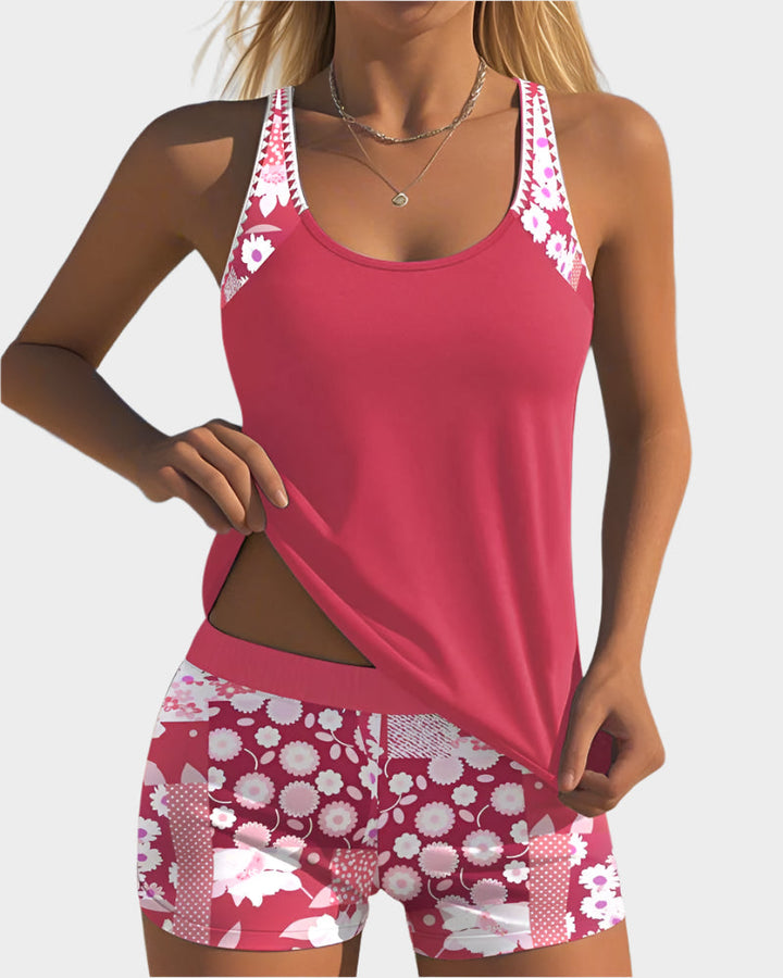 Comfortable Two-Piece Swimsuit with Floral Design