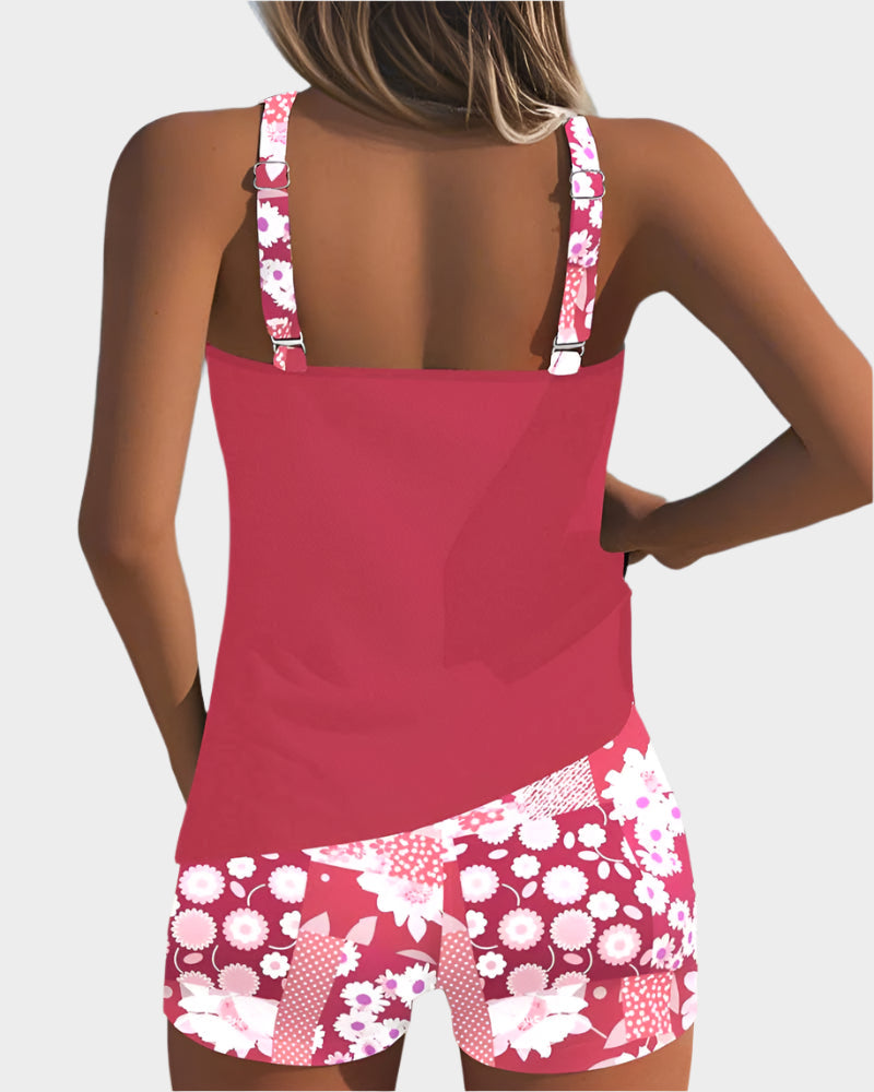 Comfortable Two-Piece Swimsuit with Floral Design