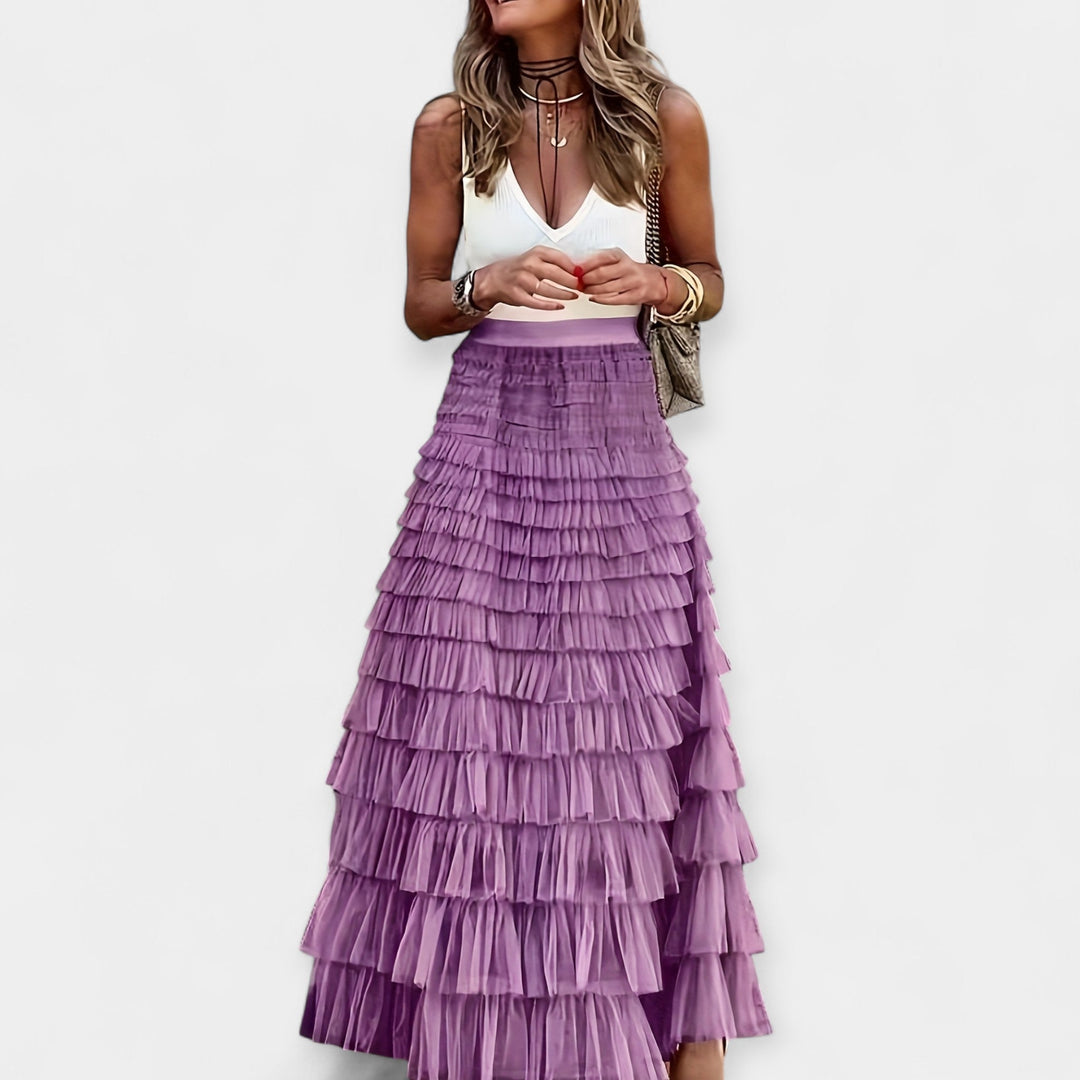 Boho Skirt with Mesh Satin Hem