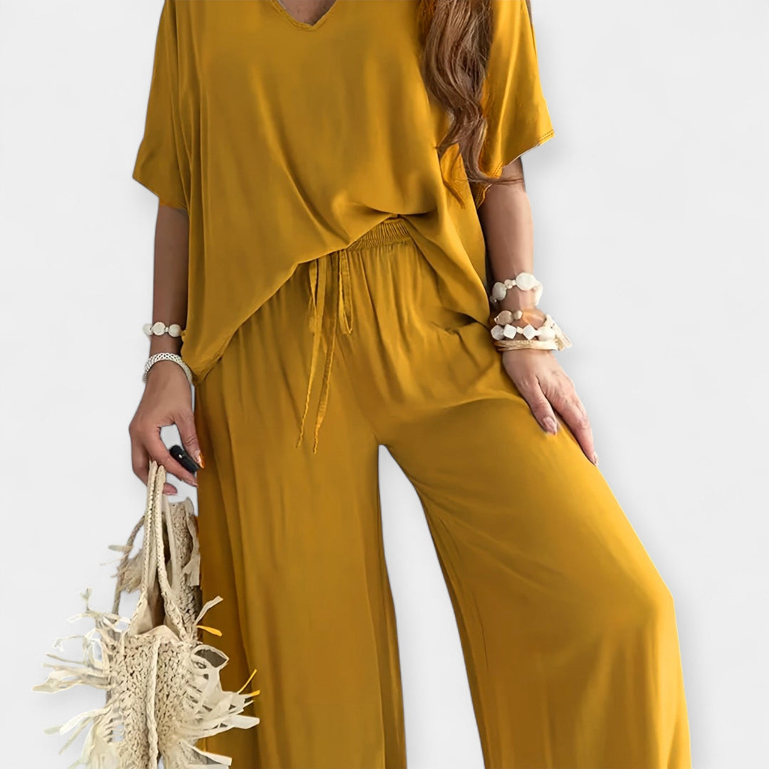 Airy Set with Wide Pants and Loose Blouse