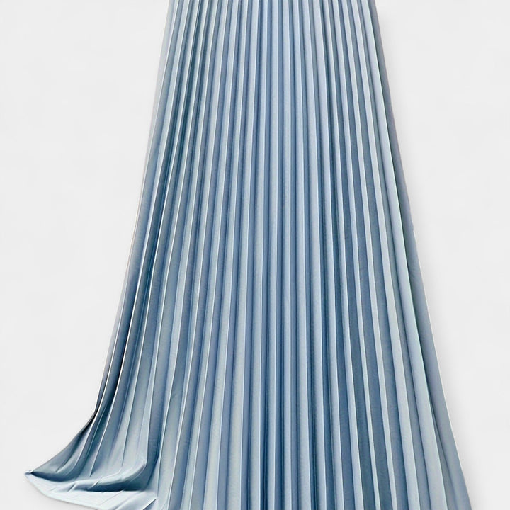 Long Pleated Satin Skirt