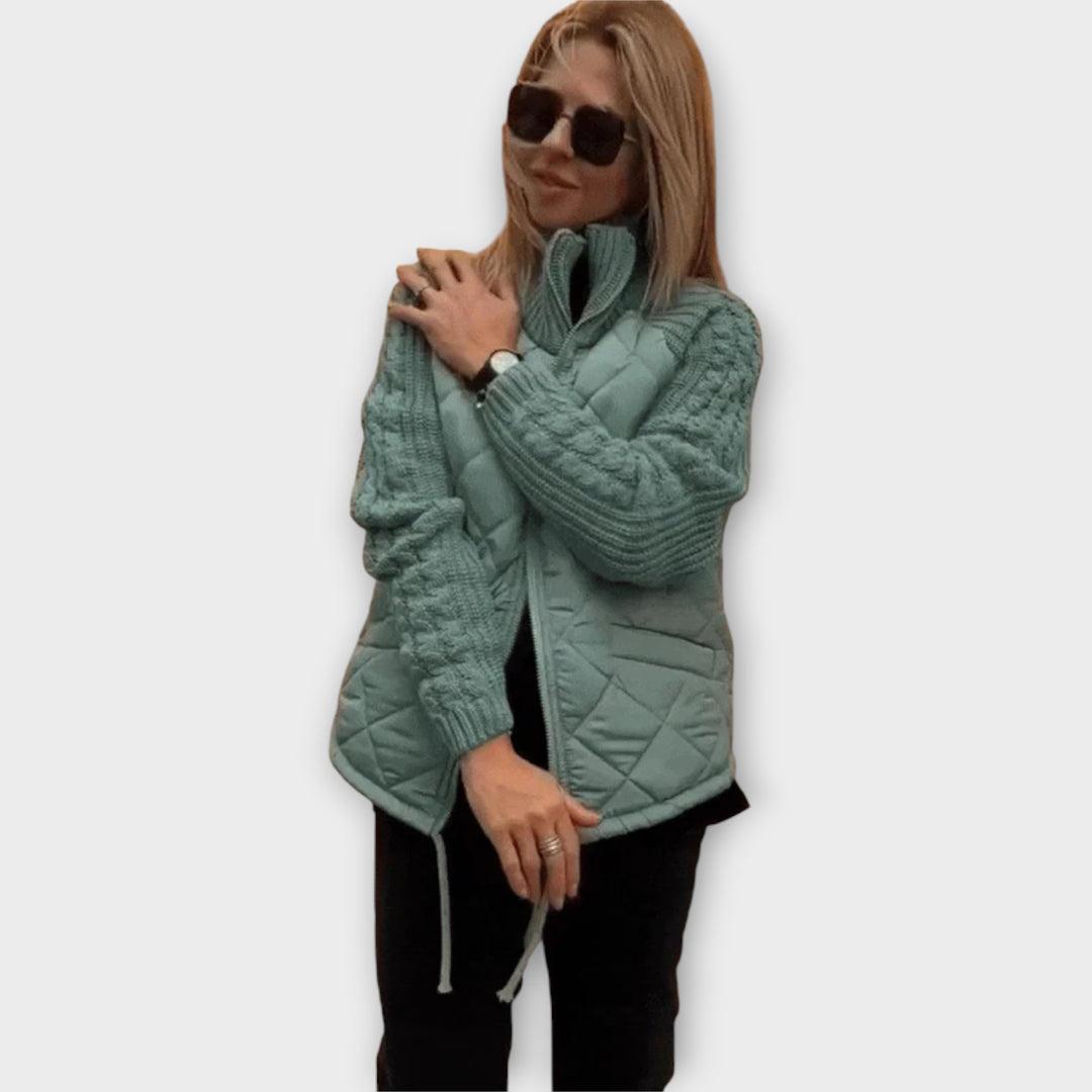 Jacket with Knitted Details and Modern Fit