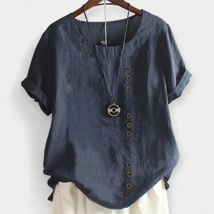 Short Sleeve Blouse with Buttons