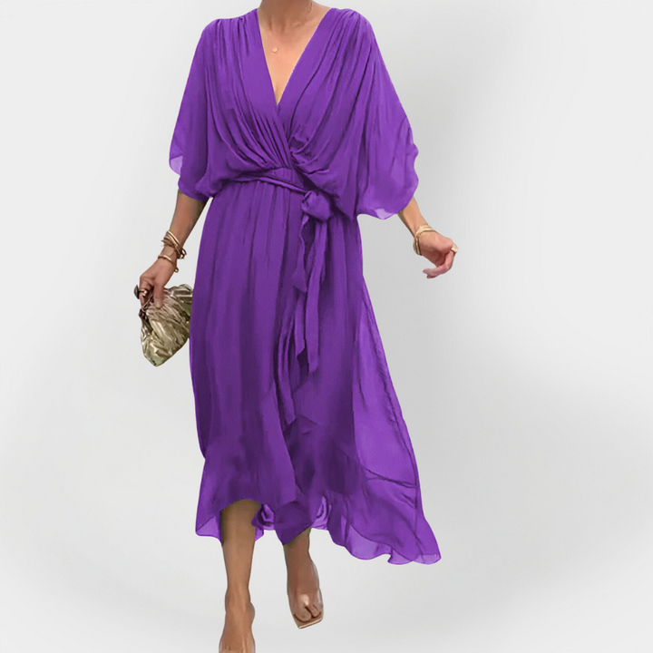 Chiffon Dress with V-Neck