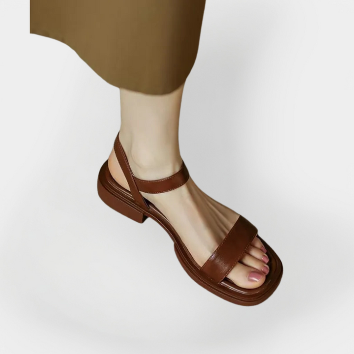 Leather Sandals with Low Heel