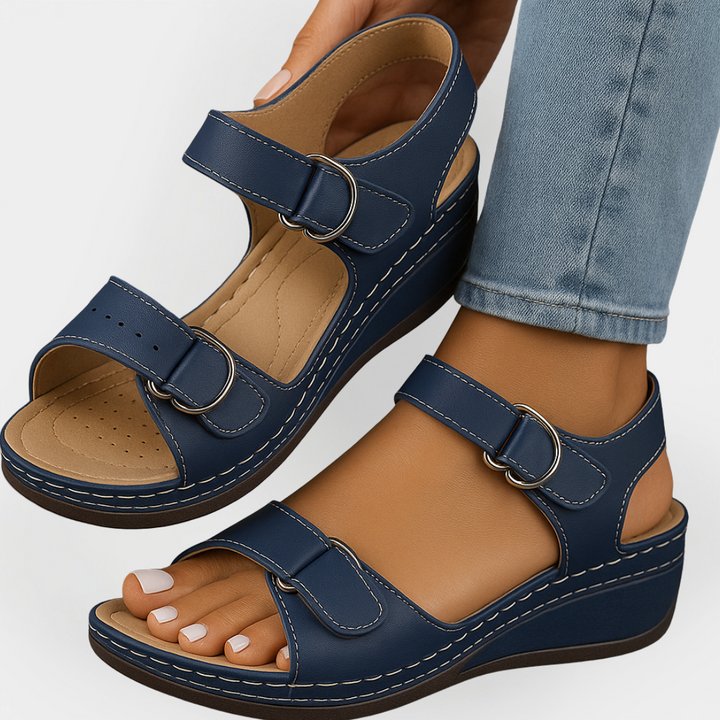 Orthopedic Leather Sandals with Heel