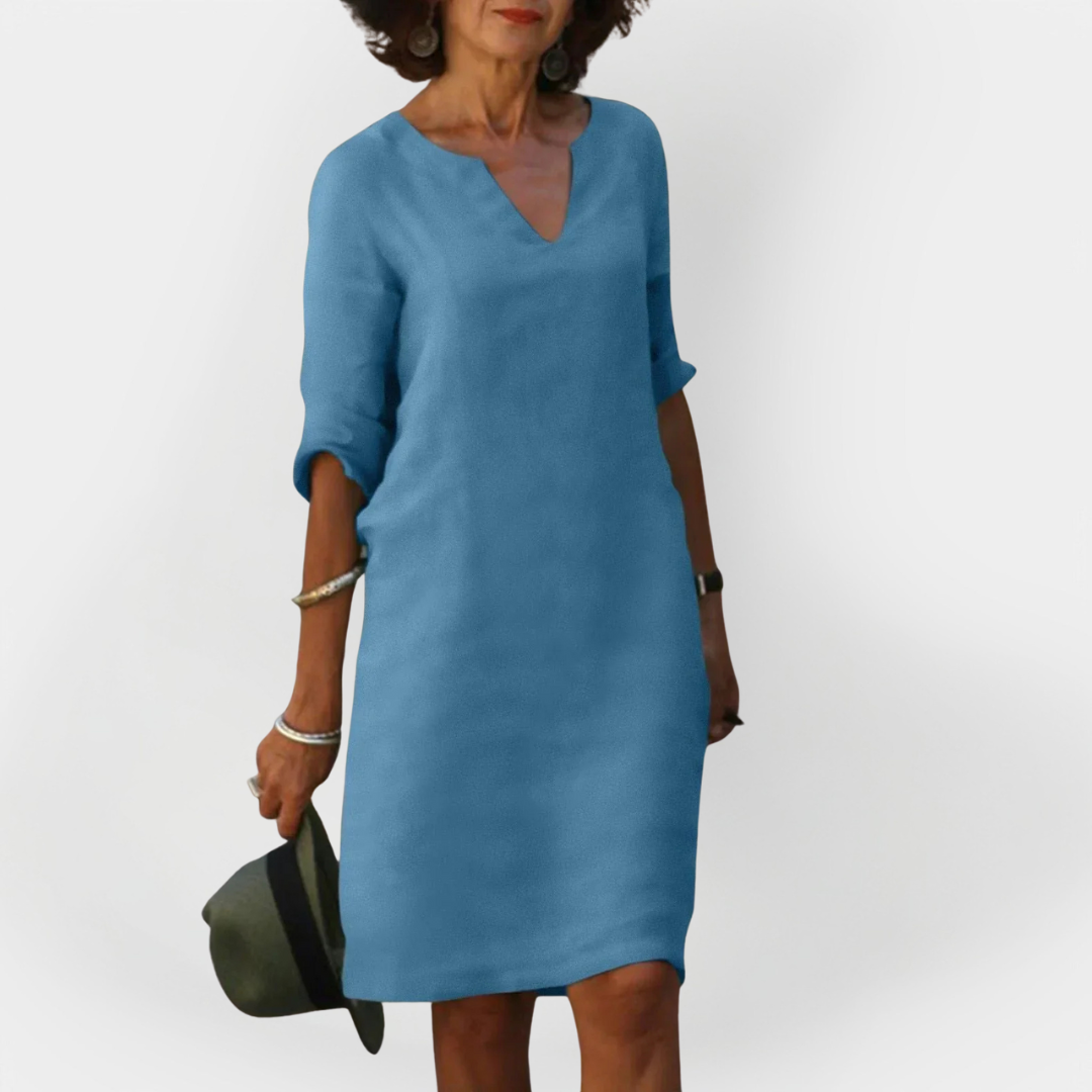 Daily Dress with V Neckline