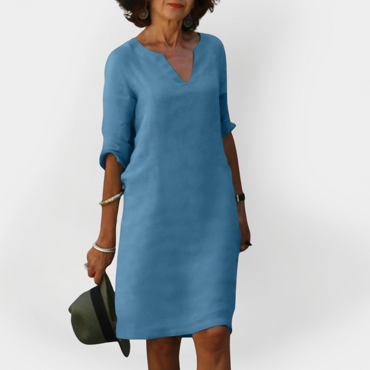 Daily Dress with V Neckline