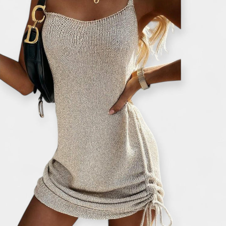 Sleeveless Knit Dress with Belt