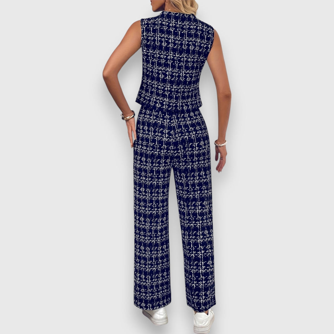 Two-Piece Set with V-Neck and Matching Pants