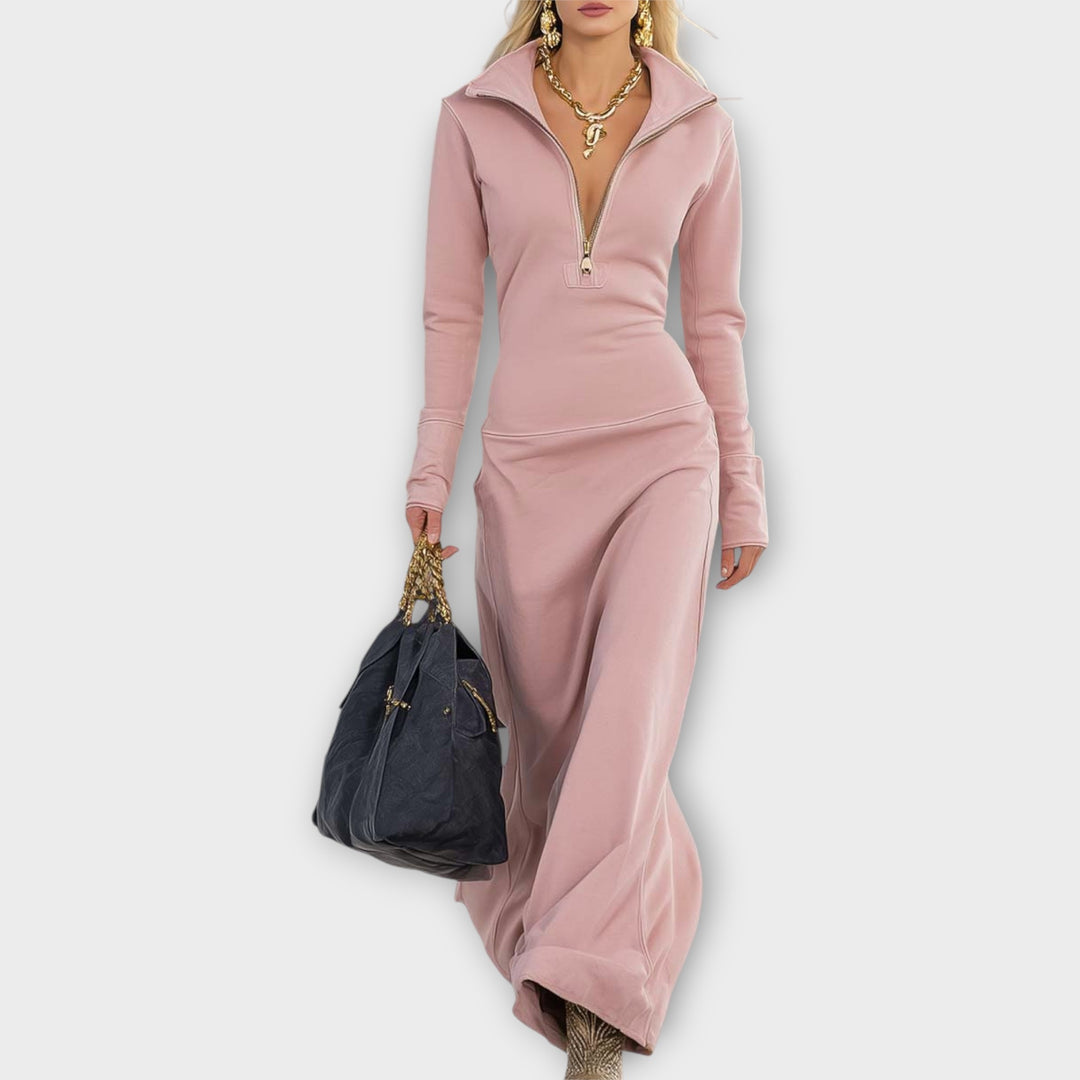 Aurelia Zip-Collar Maxi Dress