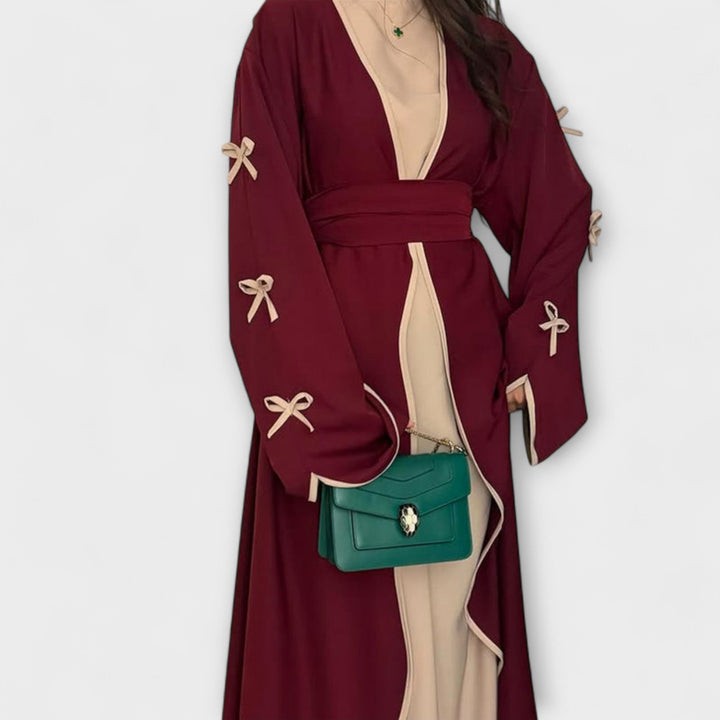 Stylish Cardigan and Dress Combined with Striped Decoration