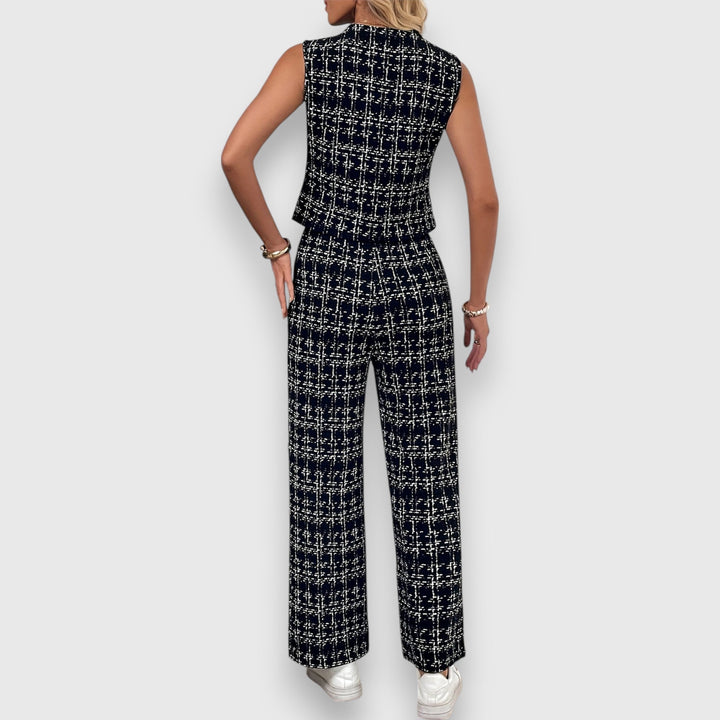 Two-Piece Set with V-Neck and Matching Pants