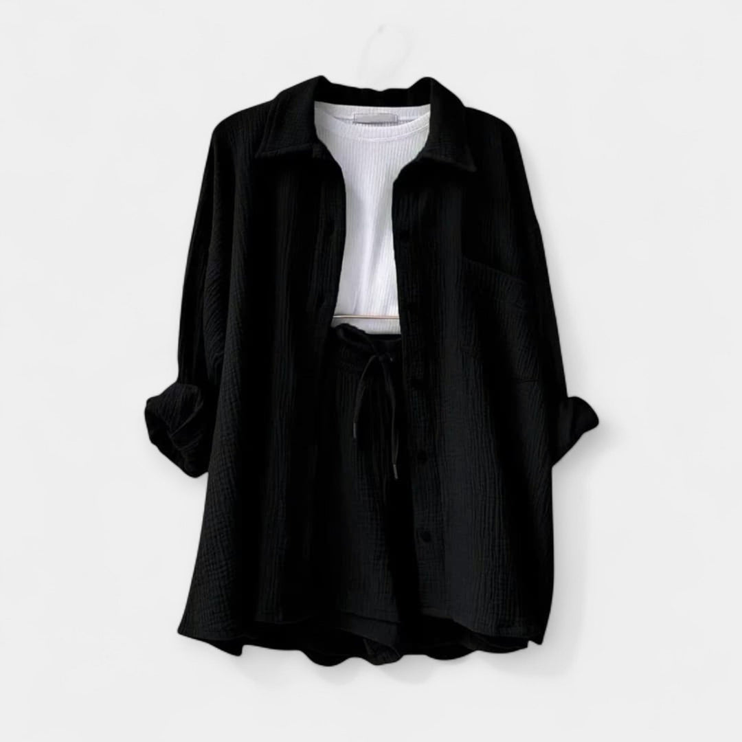 Two-Tone Summer Top and Shorts Set