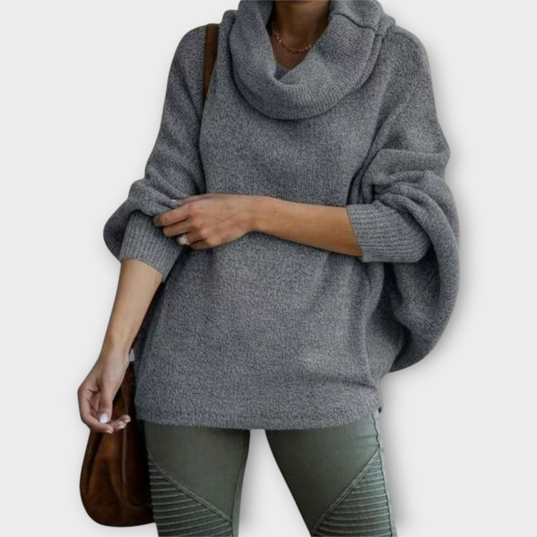 Oversized Cowl Neck Sweater with Relaxed Fit