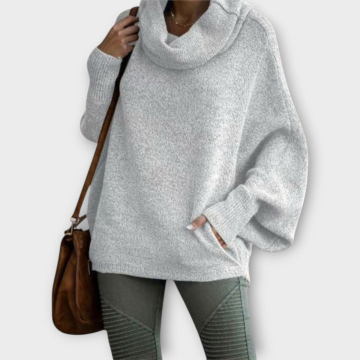 Oversized Cowl Neck Sweater with Relaxed Fit