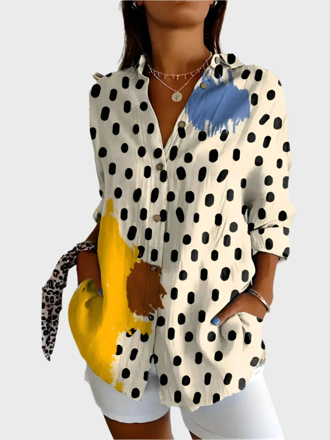 Cotton Blouse with Floral Design