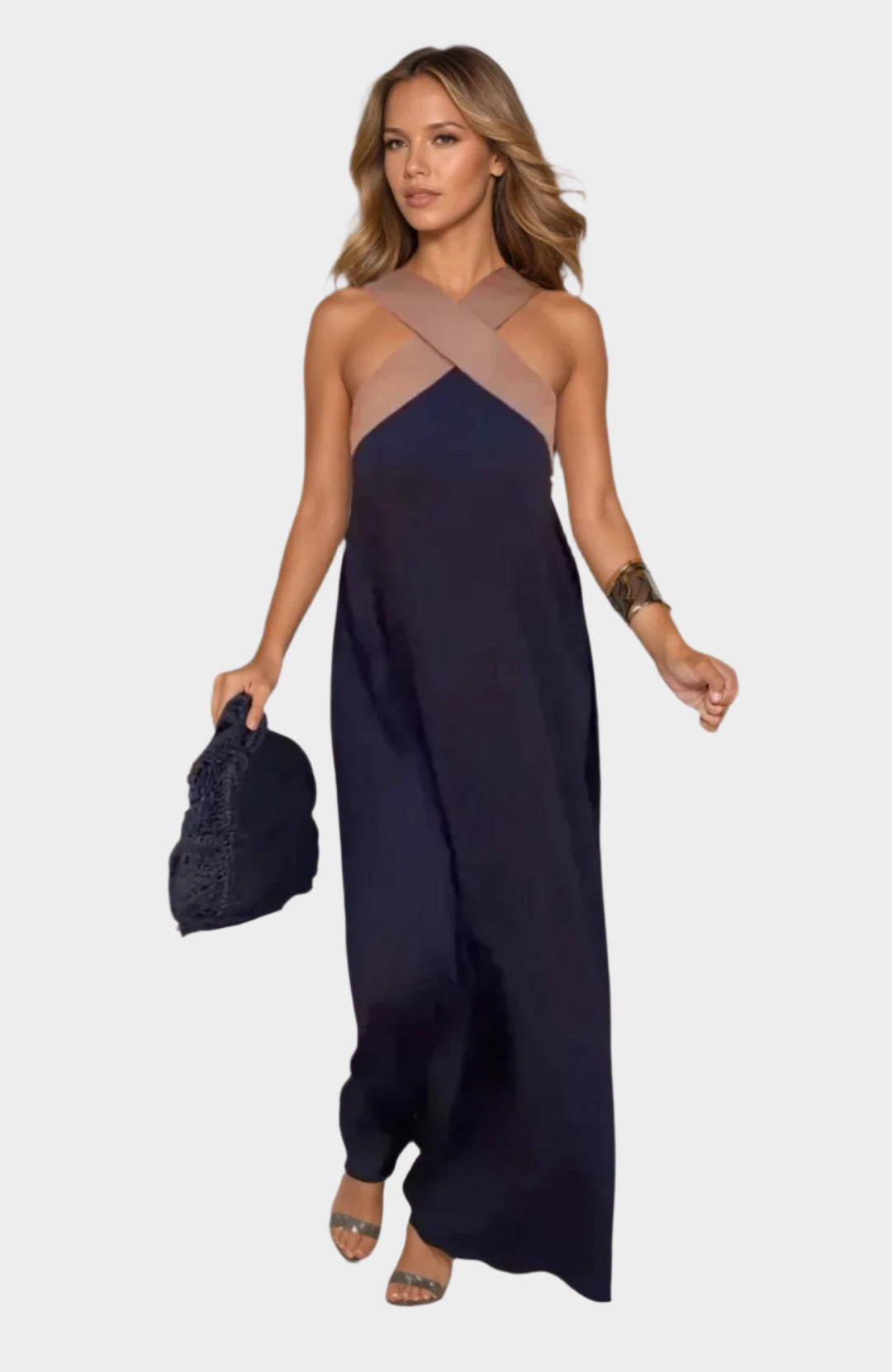 Elegant Dress with Open Neckline