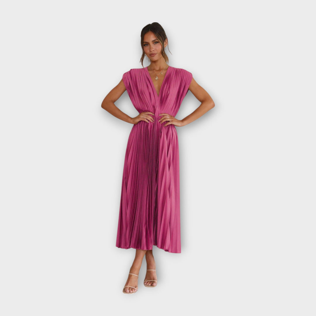 Midi Pleated Dress with Romantic Elegance