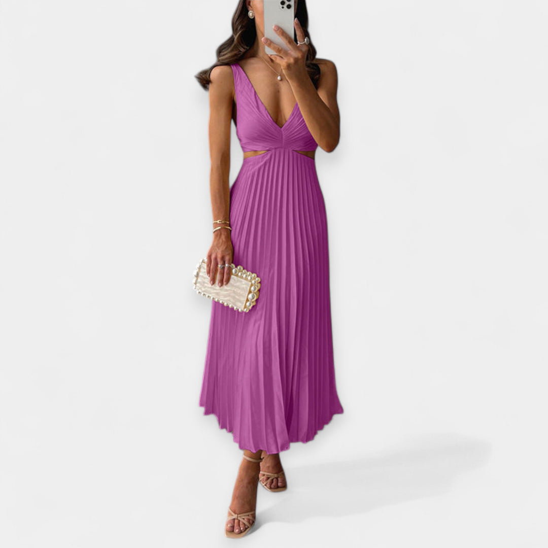 Maxi Dress with Pleated Design