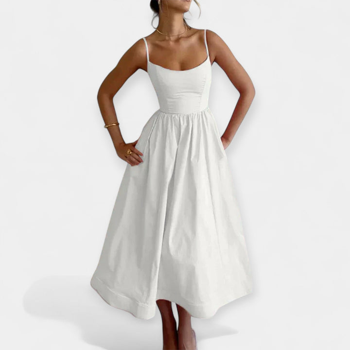 Mini Dress with Round Neckline and Straps