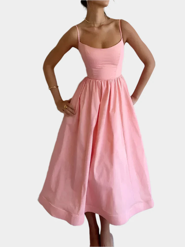 Dress with Wide and Soft Satin Line