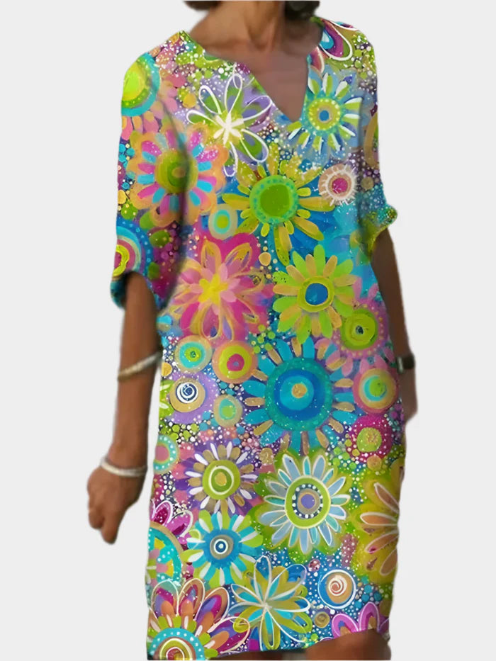 Colorful Dress with Floral Design