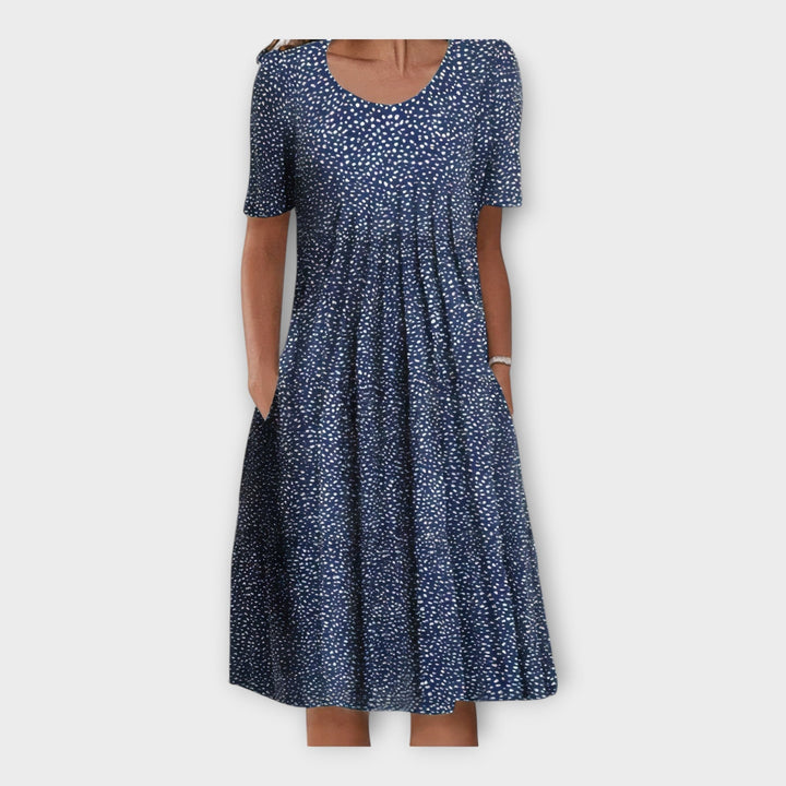 Dress with Floral Design and Short Sleeves