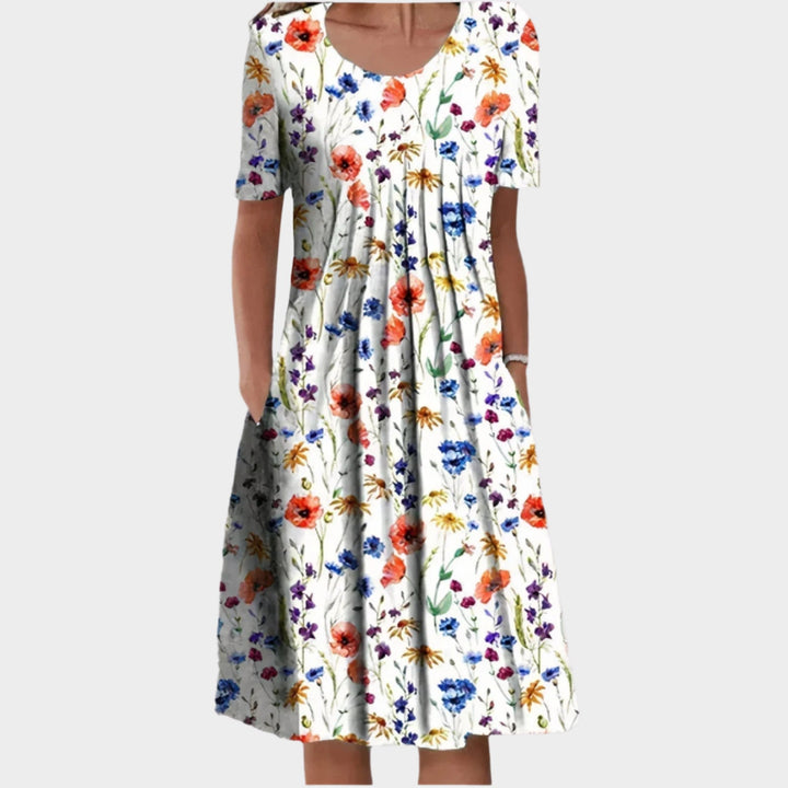 Summer Dress with Floral Stitching