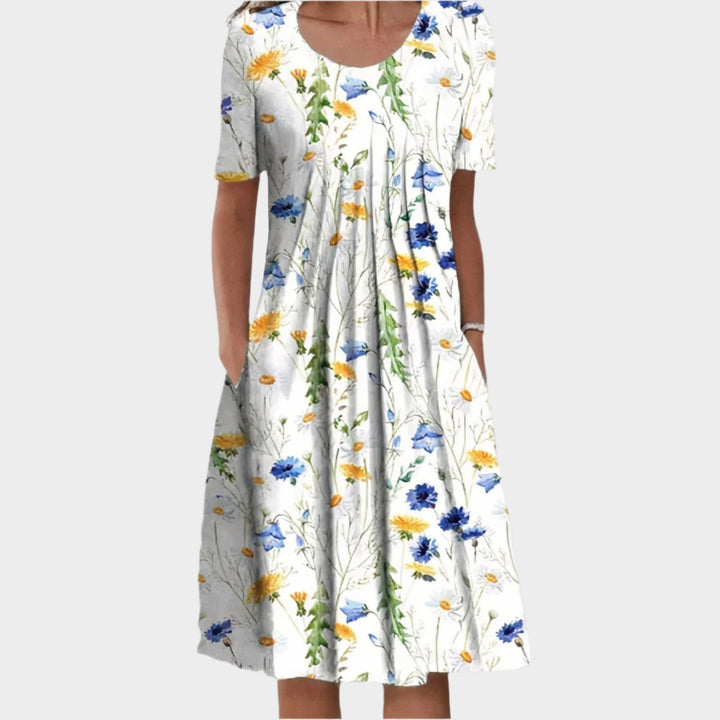 Summer Dress with Floral Stitching