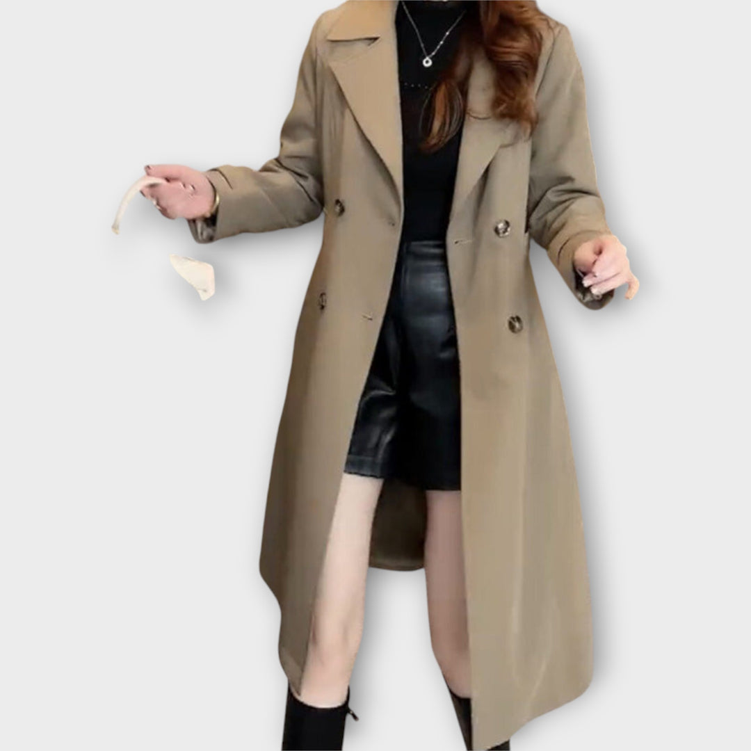 Classic Double-Breasted Long Trench Coat