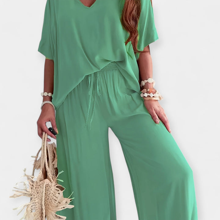 Airy Set with Wide Pants and Loose Blouse