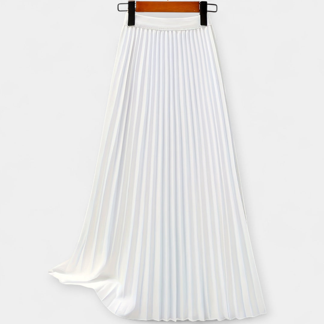 Long Pleated Satin Skirt