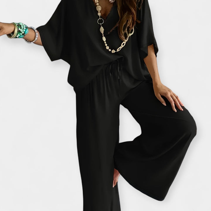 Airy Set with Wide Pants and Loose Blouse