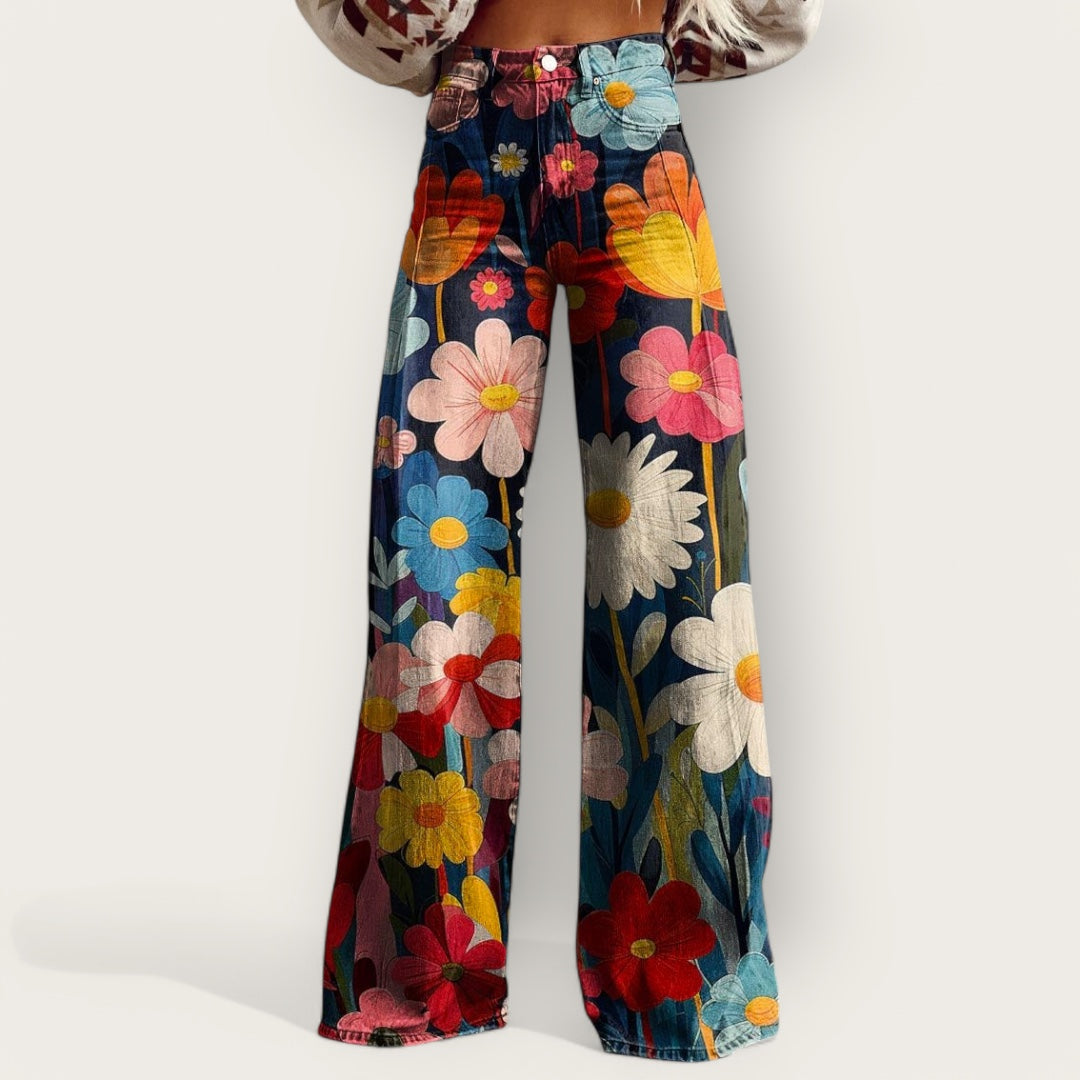 Stylish Multicolored Pants with Wide Legs
