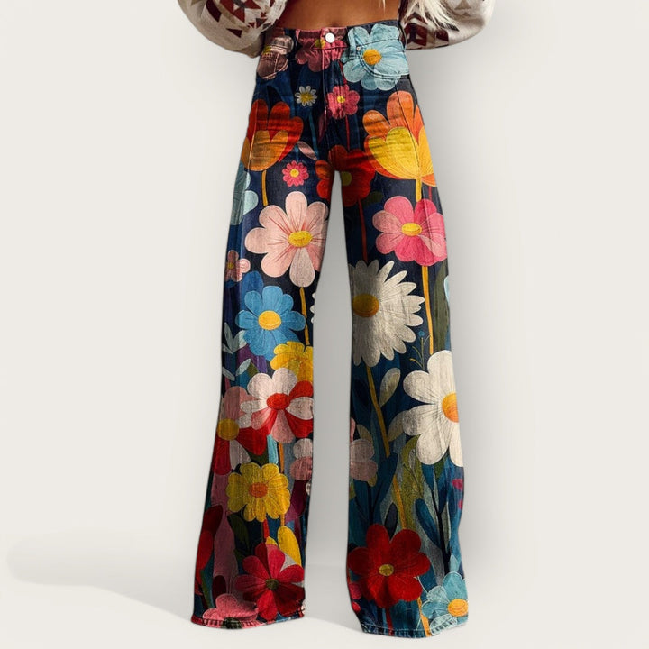 Stylish Multicolored Pants with Wide Legs