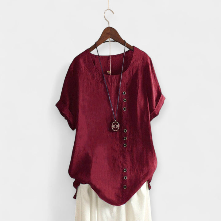Short Sleeve Blouse with Buttons