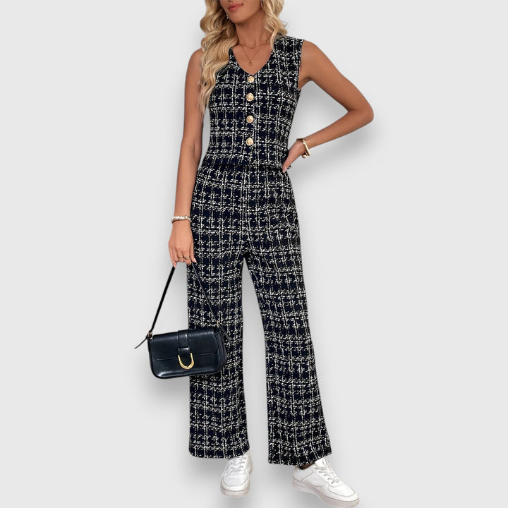 Two-Piece Set with V-Neck and Matching Pants
