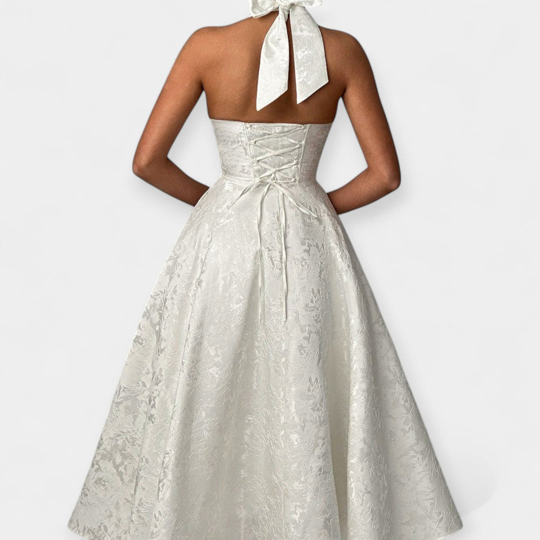 Midi Dress with Open Back and Corset Design